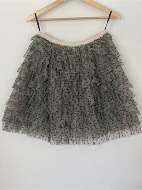 Red Valentino black ruffled point d'esprit tulle mini skirt BNWT size 40